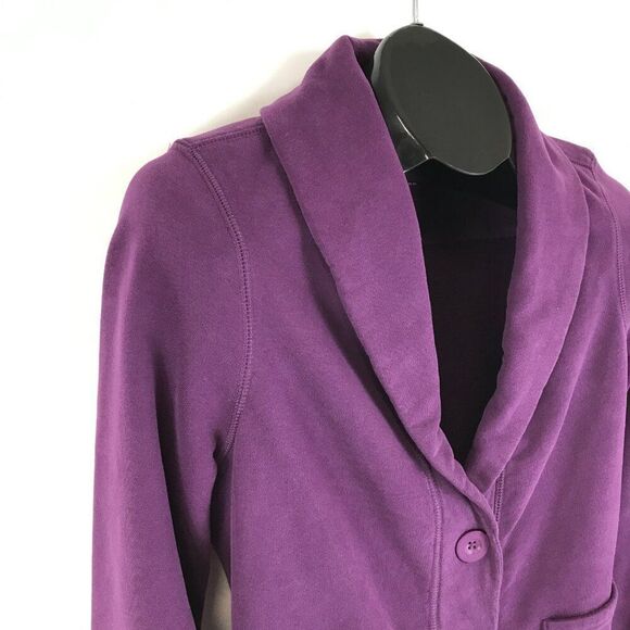 L.L. Bean Cowl Neck Button Down Cardigan Women's Small Purple Pockets Knit - Picture 6 of 11